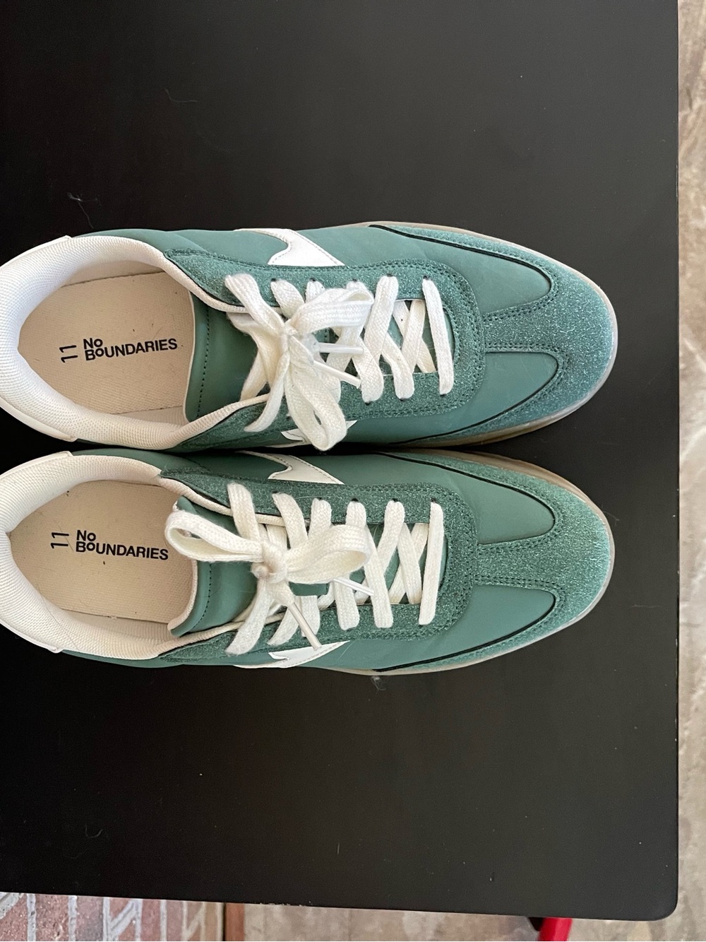 NOBO Platform Sneakers in Sage Green with White Accent - Picture 4 of 6